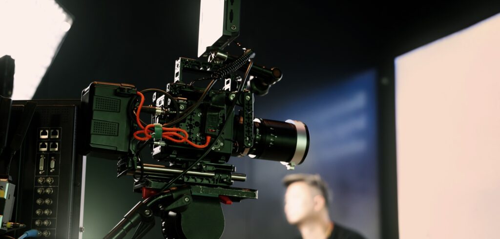 Film or video production setup with high end professional cinema cameras